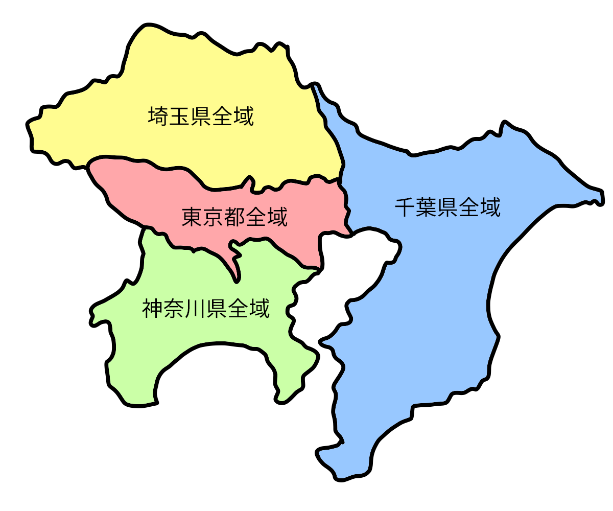 一都三県の地図